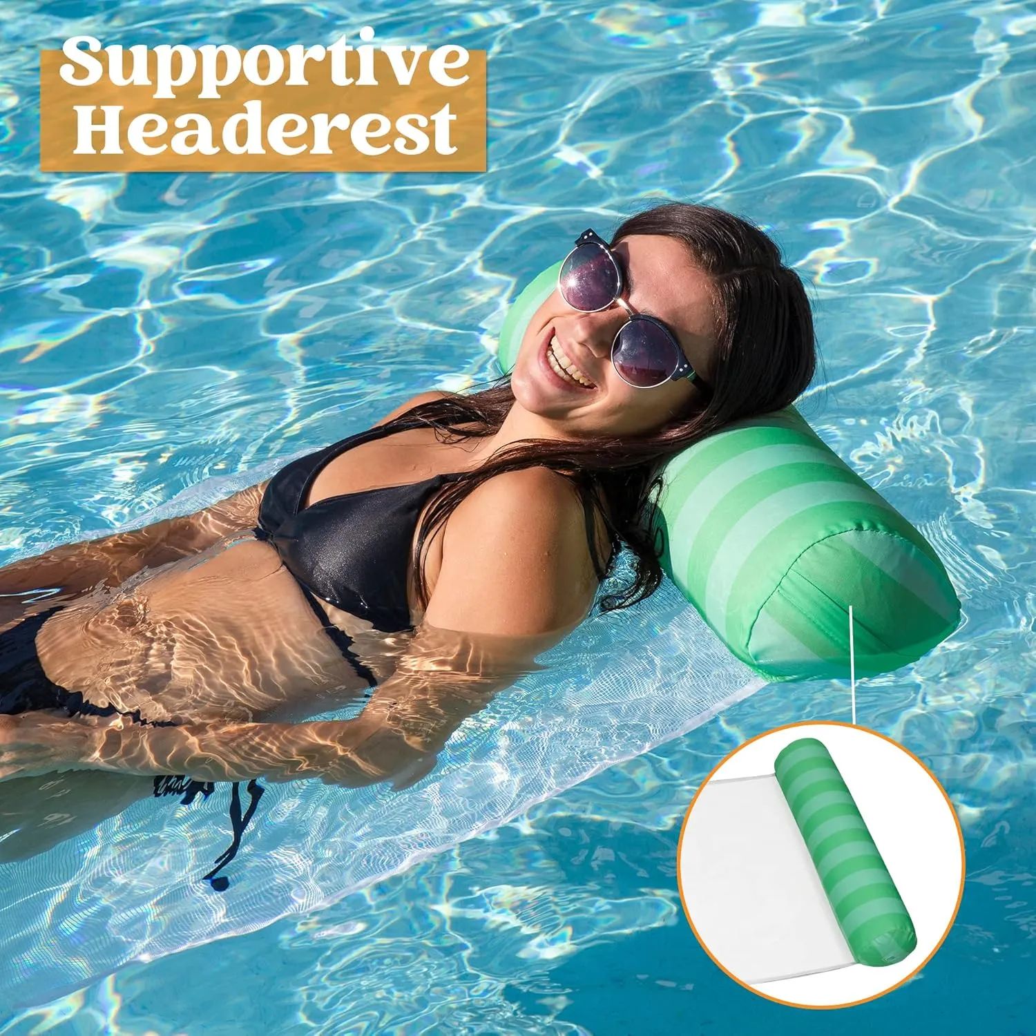 Sloosh 3 Pack Inflatable Pool Float Hammock, Water Lounges, Multi-Purpose Swimming Pool Accessories (Saddle, Lounge Chair, Hammock, Drifter), Lake, Outdoor, Beach