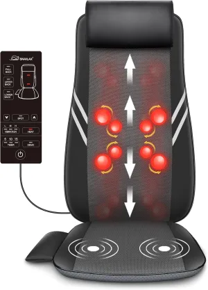 Snailax Back Massager with Heat,Shiatsu Massage Seat Cushion,8 Flexible Nodes Massage for Full Back Massage Chair Pad,Chair Massager for Office,Home Use