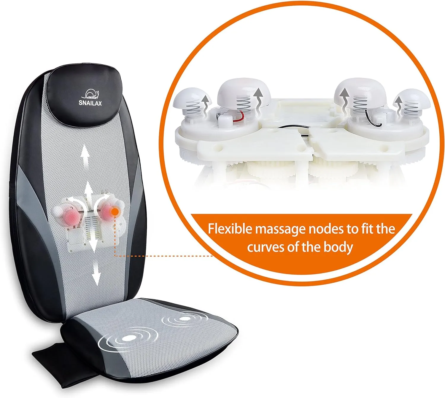 Snailax Shiatsu Massage Cushion with Heat Massage Chair Pad Kneading Back Massager for Home Office Seat use