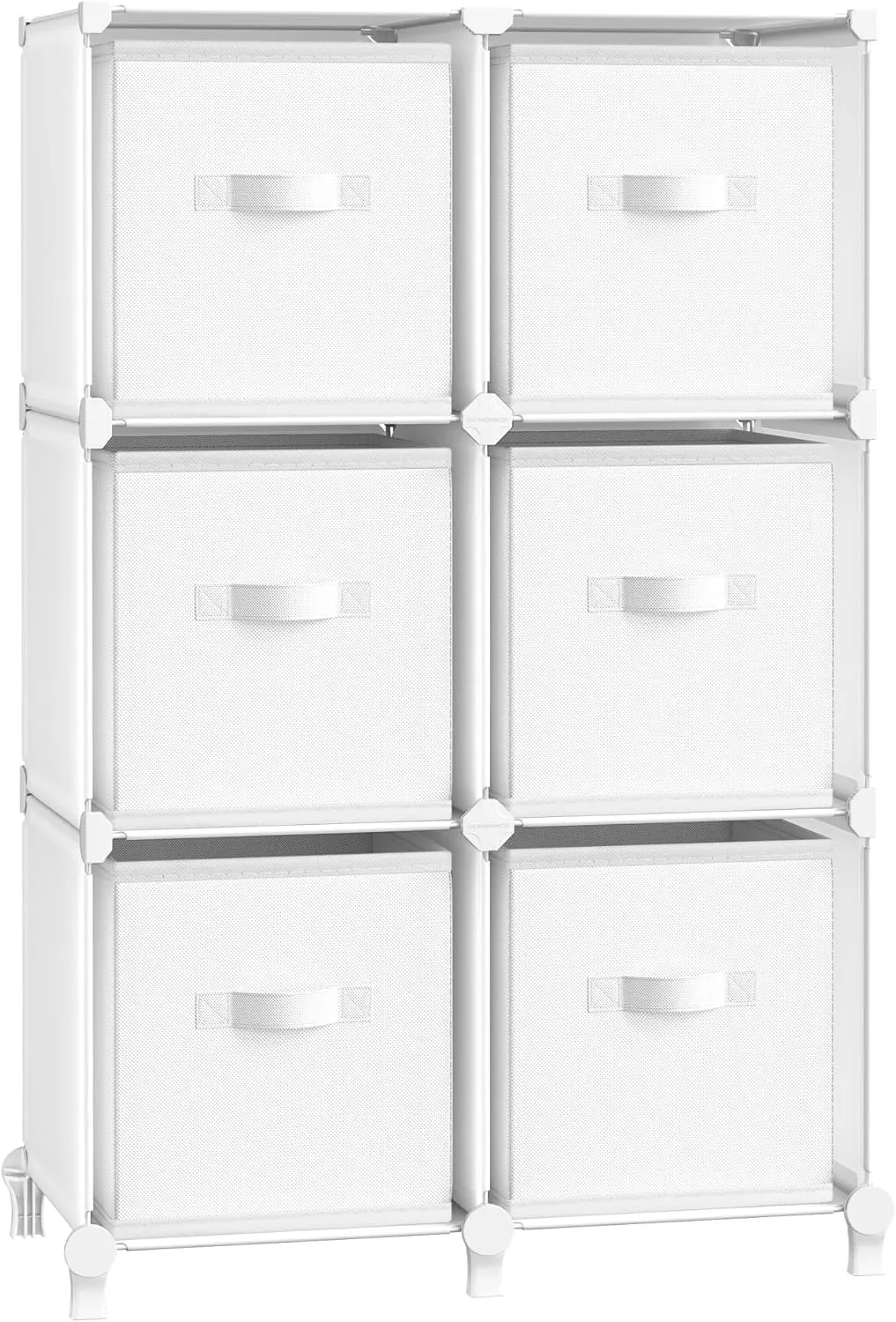 SONGMICS Cube Storage Organizer with Storage Boxes, 6-Cube Organizer, 6 Collapsible Non-Woven Fabric Bins, Customizable, Space-Saving, Bedroom, Living Room, Cloud White ULPC062W06