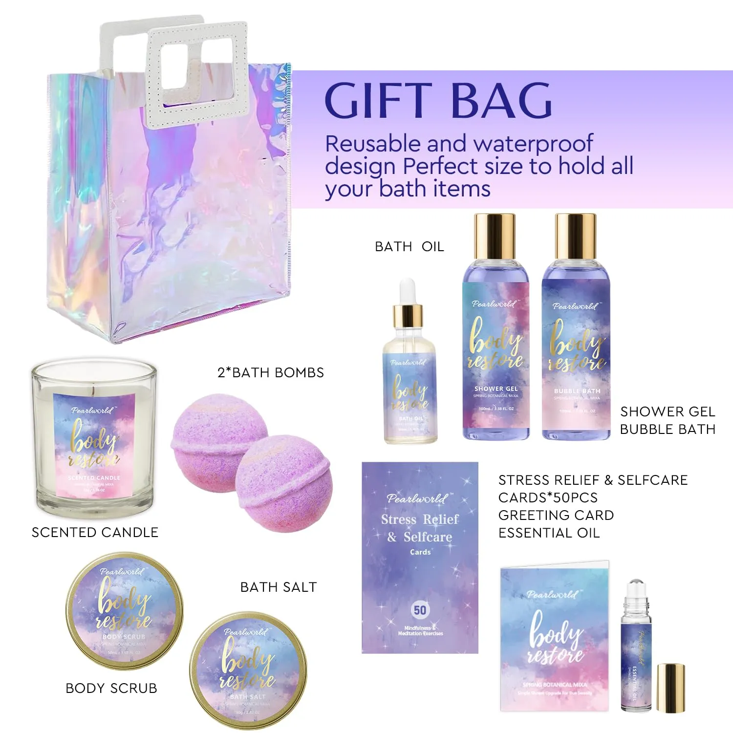 Spa Gift Set for Women, 13 Pcs Luxury Self Care Set, Clean Moisturizing Skin, Relaxation Gifts for Women, Christmas, Valentine's, Birthday Gifts for Mom