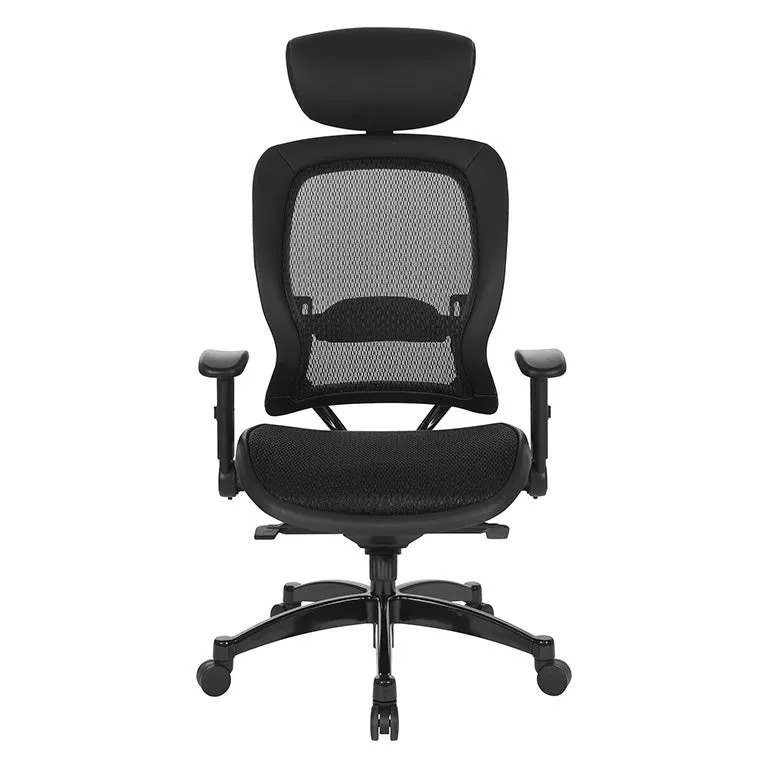 Space Excecutive Black Breathable Mesh Chair with Flip Arms - 27876R
