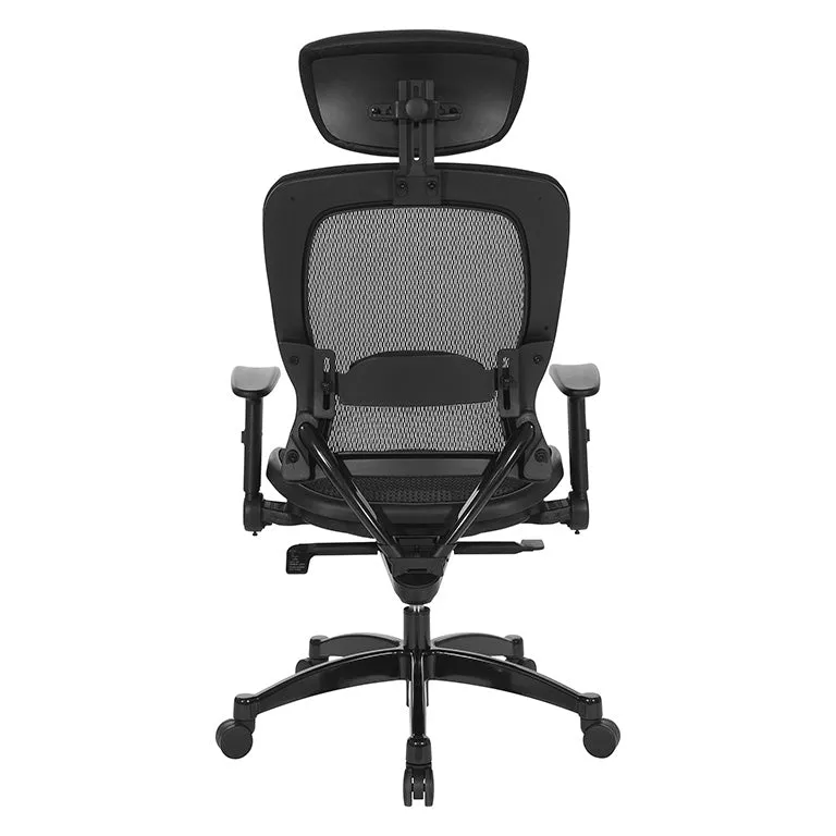 Space Excecutive Black Breathable Mesh Chair with Flip Arms - 27876R