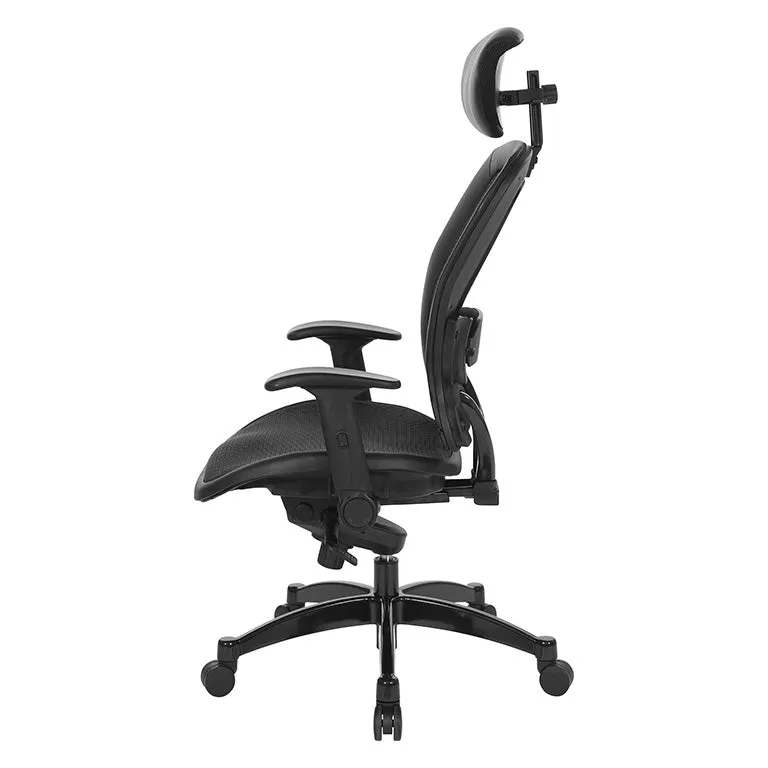 Space Excecutive Black Breathable Mesh Chair with Flip Arms - 27876R