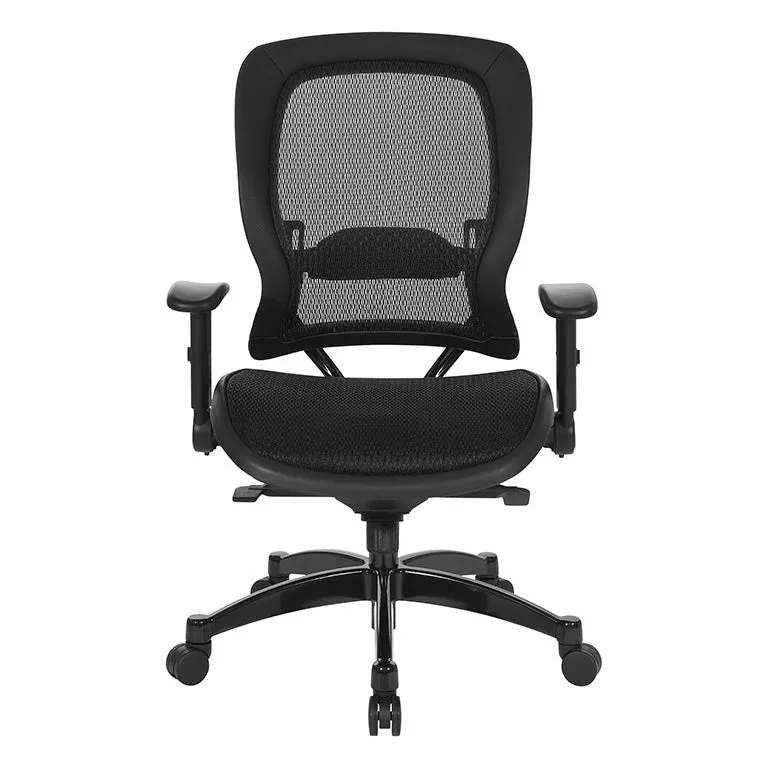 Space Manager's Black Breathable Mesh Chair with Flip Arms - 2787R