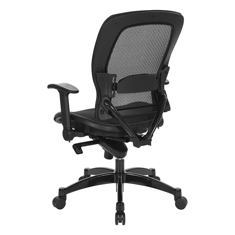 Space Manager's Black Breathable Mesh Chair with Flip Arms - 2787R
