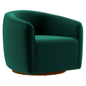 Spring Dark Green Velvet Swivel Chair