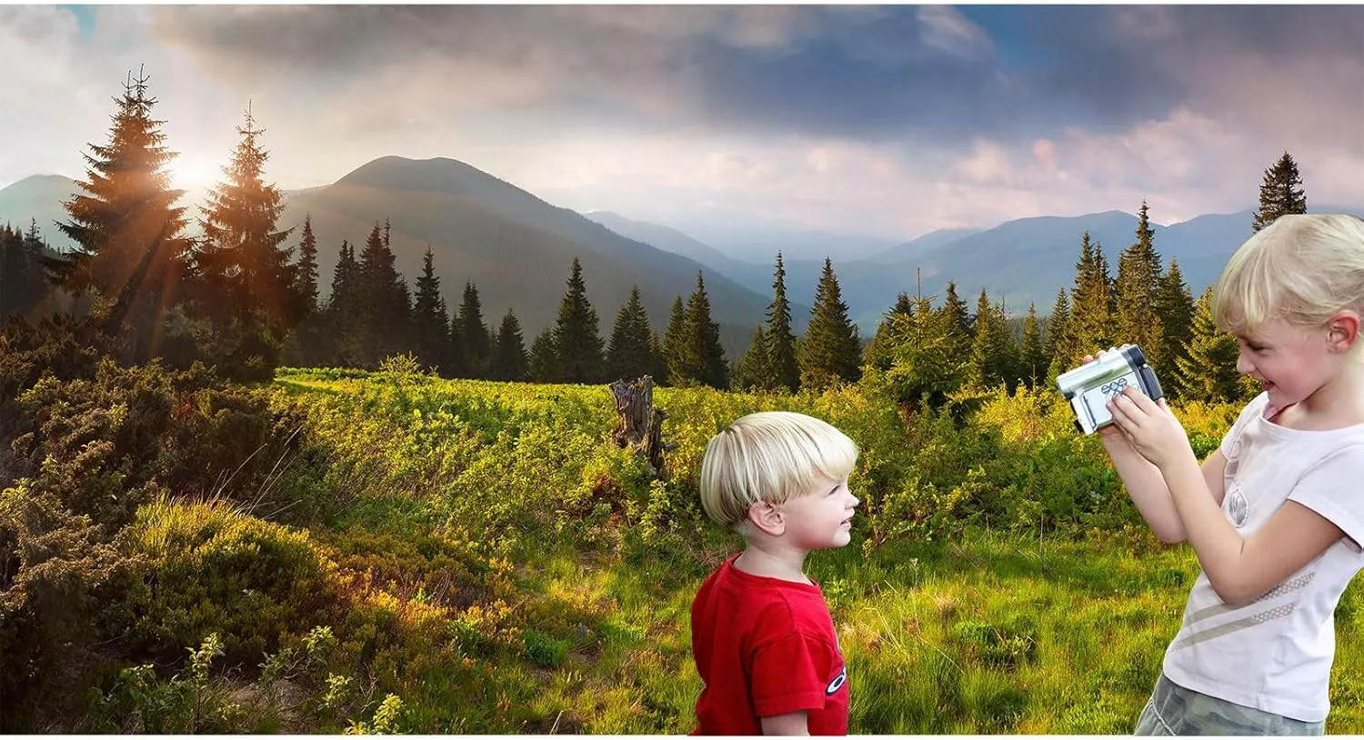 Spring Natural Scenery Background Mountains Trees Green Grass Jungle Photography Backdrop Sunshine Pine Tree Photography Background for Adults Portraits Photo Studio Decor 15x8ft