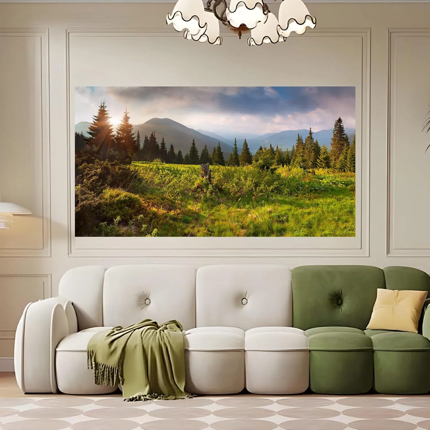 Spring Natural Scenery Background Mountains Trees Green Grass Jungle Photography Backdrop Sunshine Pine Tree Photography Background for Adults Portraits Photo Studio Decor 15x8ft