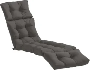 Srutirbo Waterproof Chaise Lounge Chair Cushions Long Bench Cushion for Outdoor Furniture, All Weather Replacement Indoor Outdoor Padded Recliner Chair Cushion with String Ties (Dark Gray)