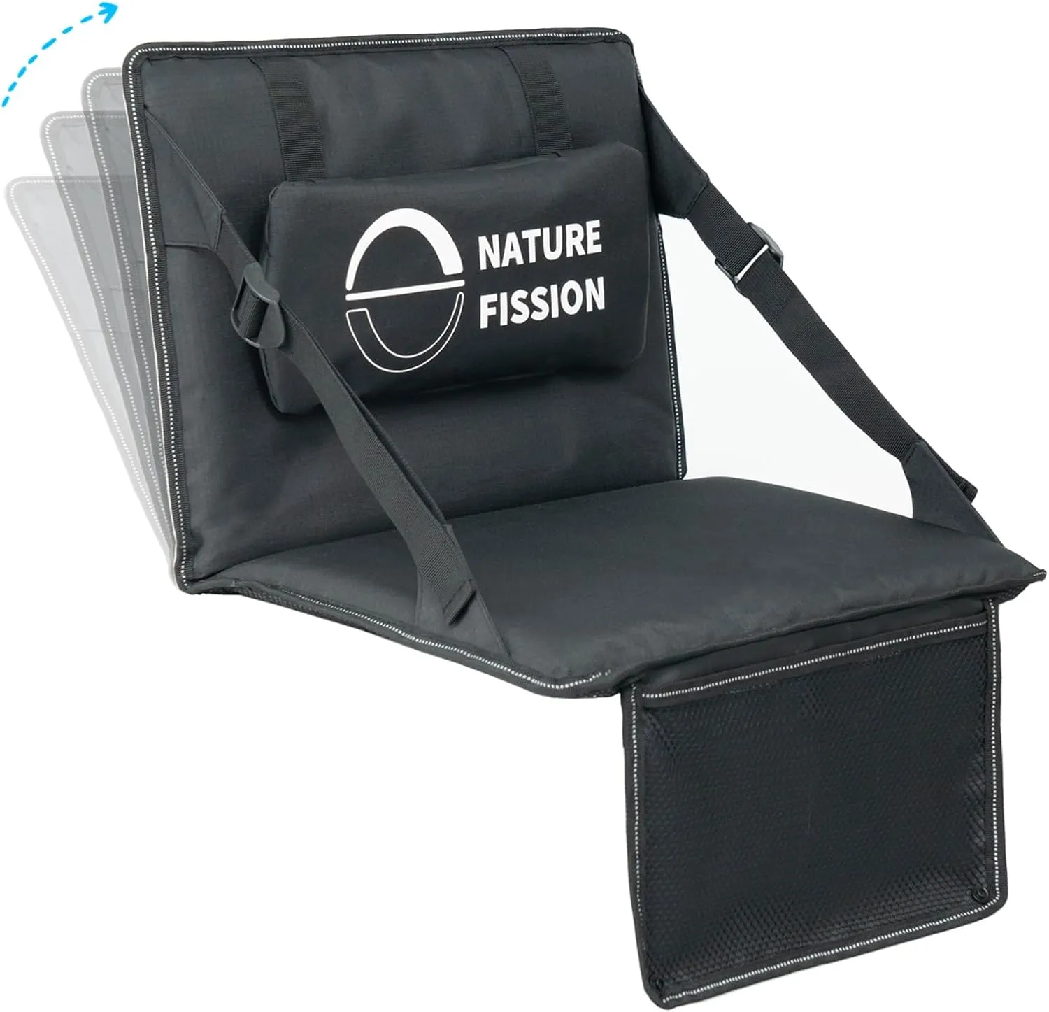 Stadium Seat with Back and Lumbar Support and Padded Cushion Foldable and Portable Perfect for Bleacher Chair in Sports Events and Camping Lawn Use (Black)