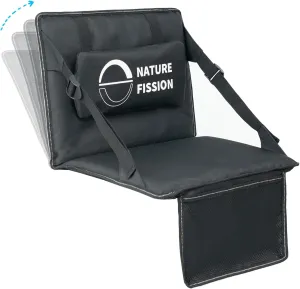 Stadium Seat with Back and Lumbar Support and Padded Cushion Foldable and Portable Perfect for Bleacher Chair in Sports Events and Camping Lawn Use (Black)