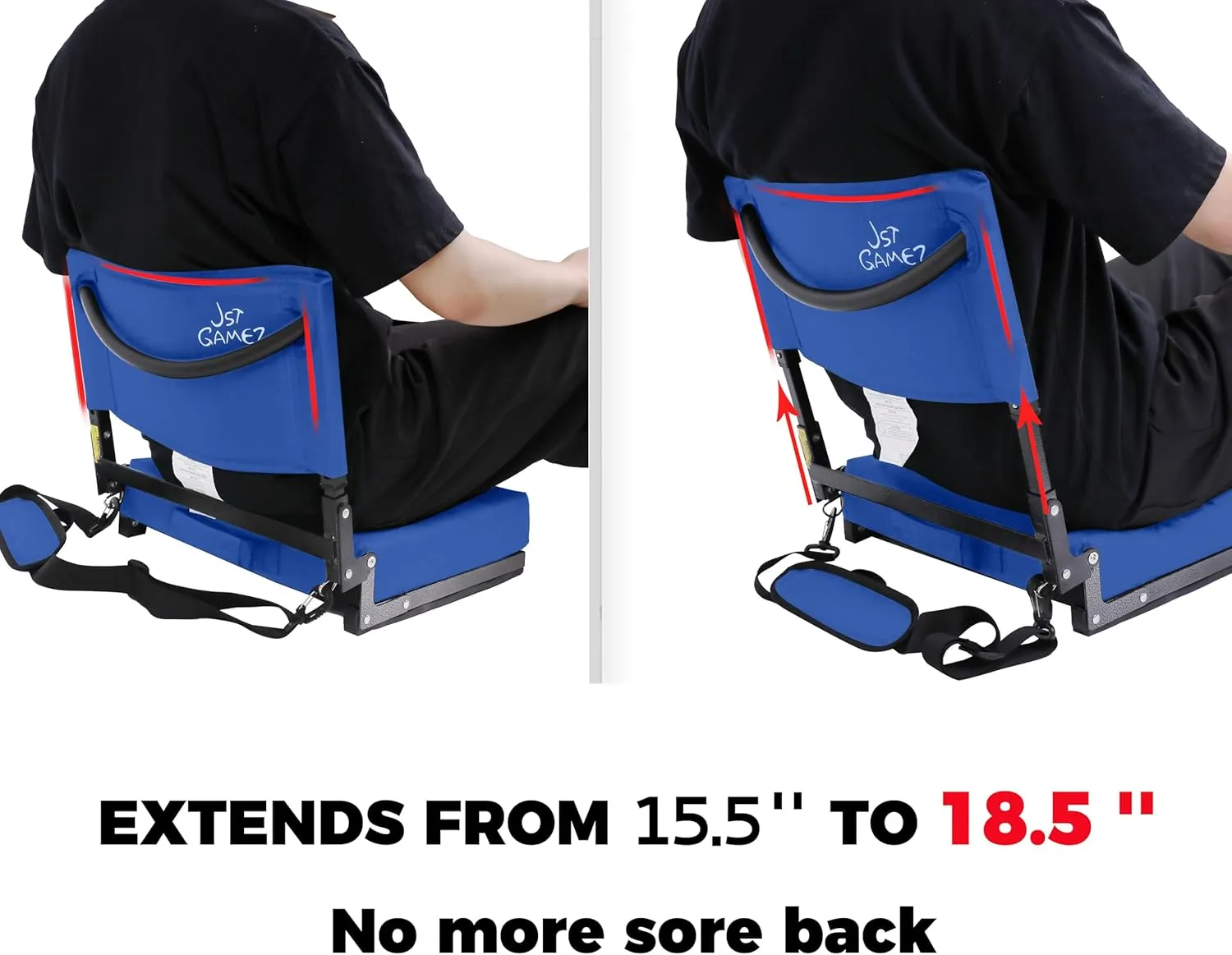 Stadium Seat with Back Support Bleacher Chair with Back and Cushion High Back Includes Shoulder Strap and Cup Holder