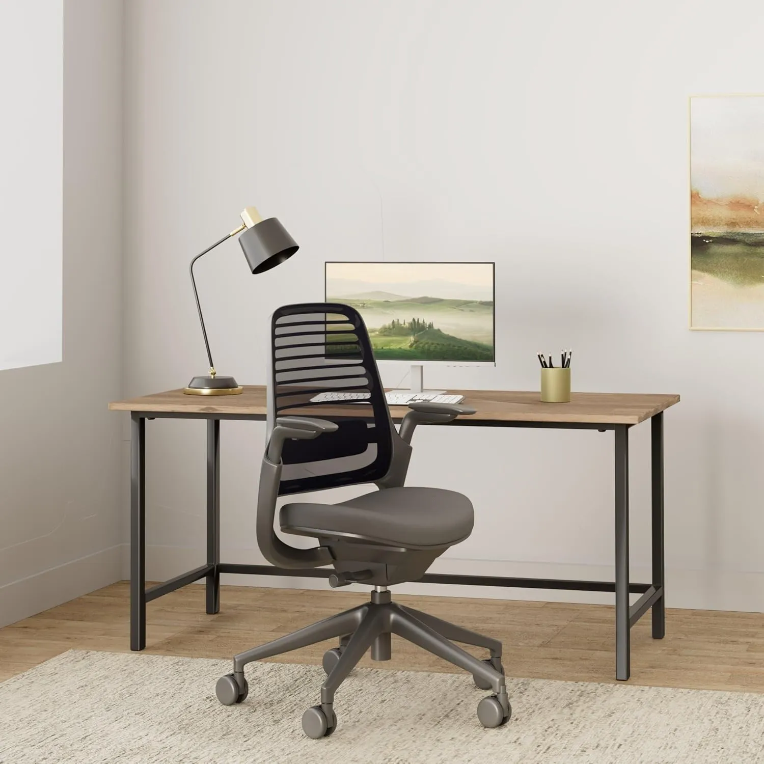 Steelcase Series 1 Office Chair - Ergonomic Work Chair with Wheels for Carpet - Helps Support Productivity - Weight-Activated Controls, Back Supports & Arm Support - Easy Assembly - Graphite