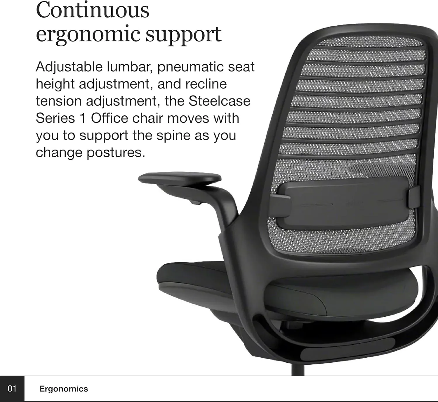 Steelcase Series 1 Office Chair - Ergonomic Work Chair with Wheels for Carpet - Helps Support Productivity - Weight-Activated Controls, Back Supports & Arm Support - Easy Assembly - Graphite