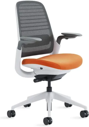 Steelcase Series 1 Office Chair, Hard Floor Casters, Adjustable Lumbar,Textile,Graphite/Pumpkin