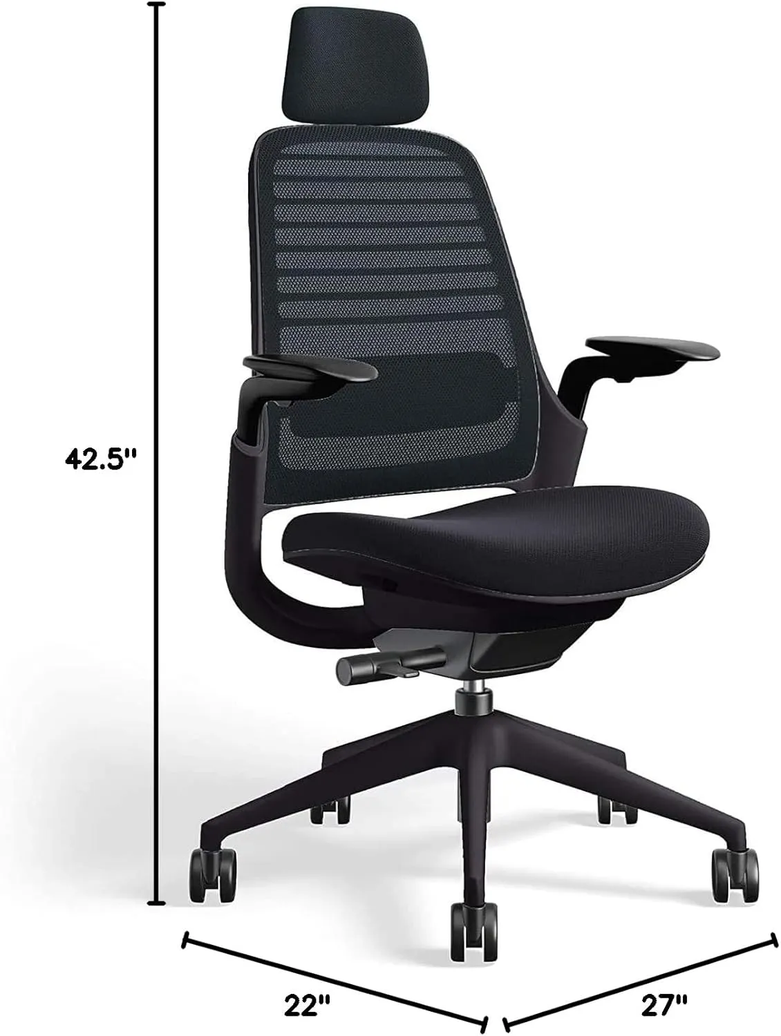Steelcase Series 1 Office Chair with Headrest, Graphite Frame, Cogent Connect Licorice
