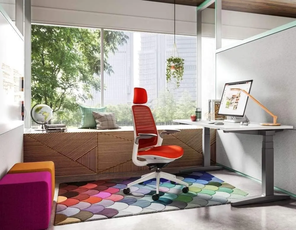 Steelcase Series 1 Office Chair with Headrest, Graphite Frame, Cogent Connect Licorice