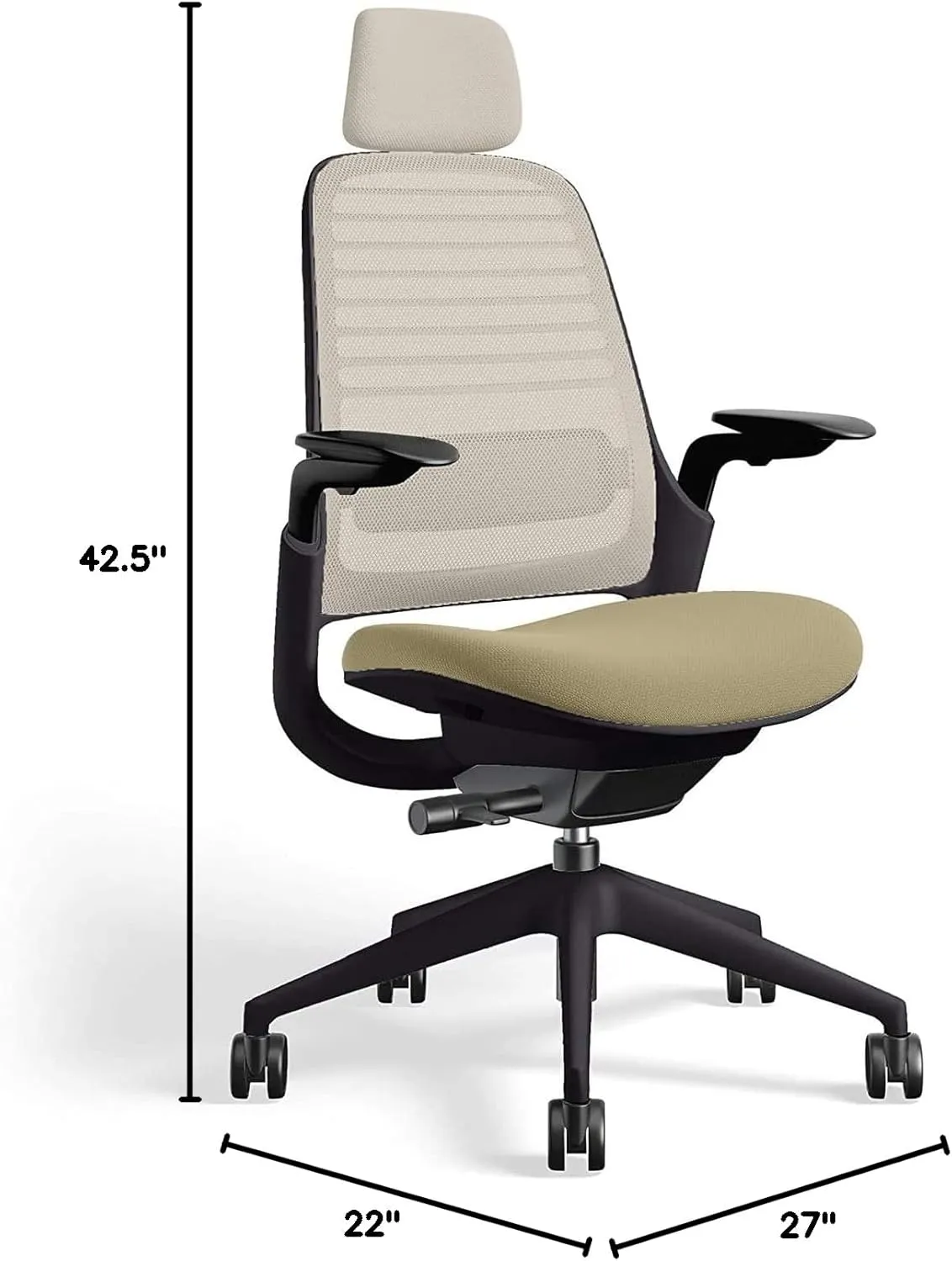 Steelcase Series 1 Office Chair with Headrest, Graphite Frame, Cogent Connect Malt, Hard Floor Casters