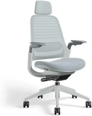 Steelcase Series 1 Office Chair with Headrest, Seagull Frame with Carpet Casters, Cogent Connect Nickel