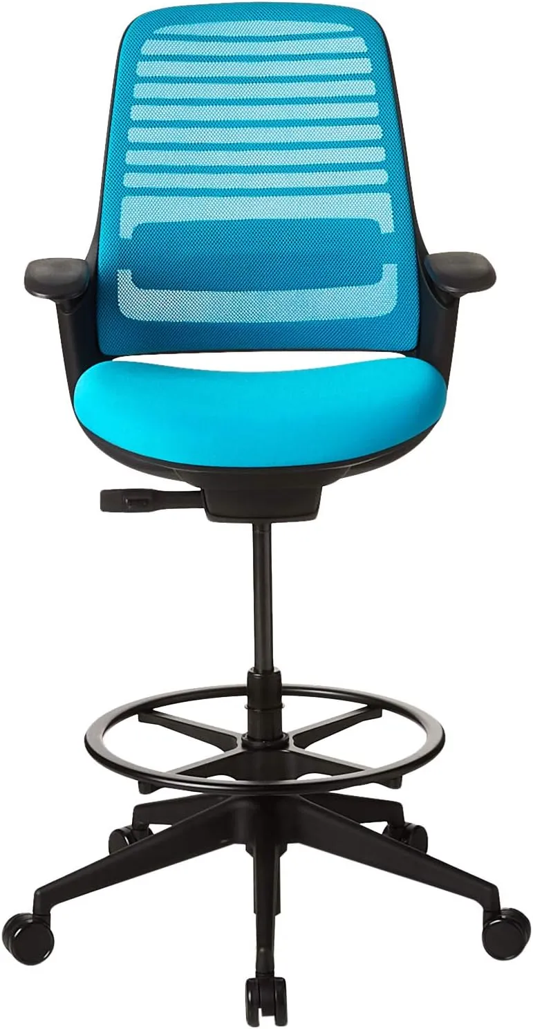 Steelcase Series 1 Stool Chair, Graphite Frame with 3D Microknit Fabric (Blue Jay)