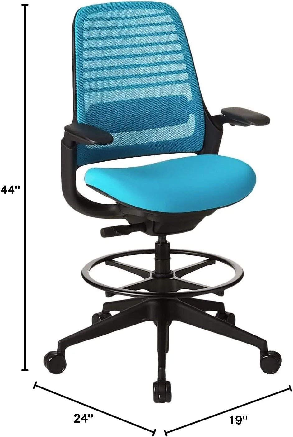 Steelcase Series 1 Stool Chair, Graphite Frame with 3D Microknit Fabric (Blue Jay)