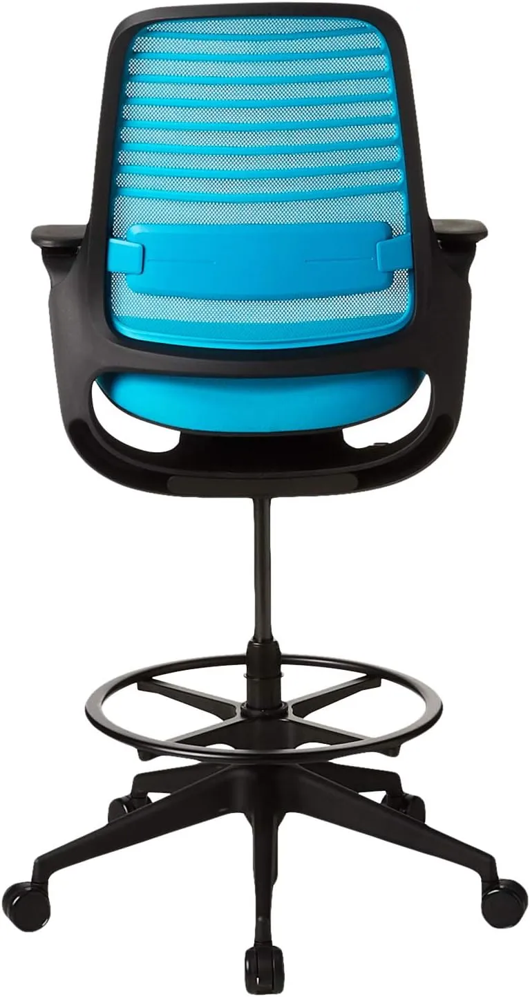 Steelcase Series 1 Stool Chair, Graphite Frame with 3D Microknit Fabric (Blue Jay)