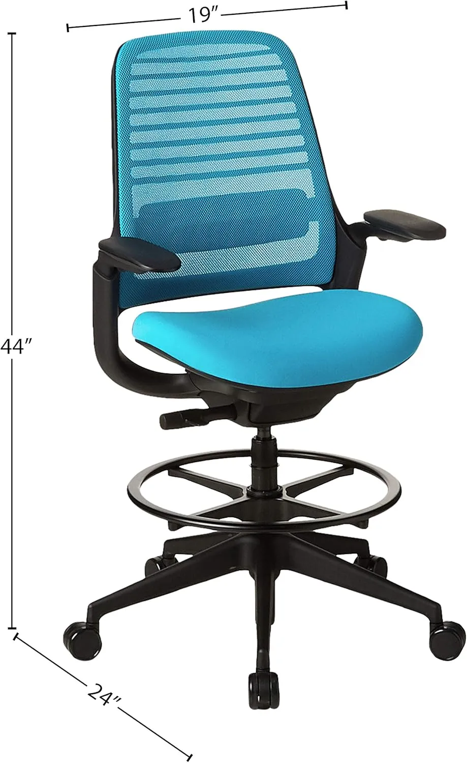 Steelcase Series 1 Stool Chair, Graphite Frame with 3D Microknit Fabric (Blue Jay)