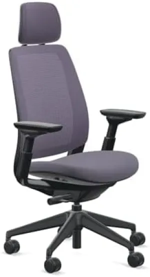 Steelcase Series 2 Office Chair with Headrest, Graphite Frame, Air Back with 3D Microknit Cogent Connect Aubergine