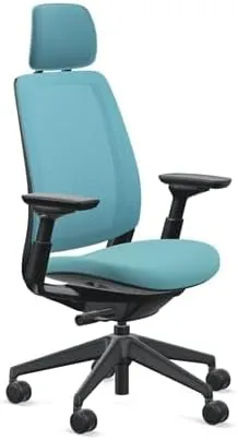 Steelcase Series 2 Office Chair with Headrest, Graphite Frame, Air Back with 3D Microknit Cogent Connect Lagoon