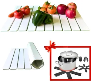 Stone Dish Drying mat for Kitchen Counter - Large 24in x 16in Size, Premium Grade Diatomaceous Earth, Space Saving Rollable, Quick Water Absorbing Mat - Along With Collapsible Hotpot Trivet