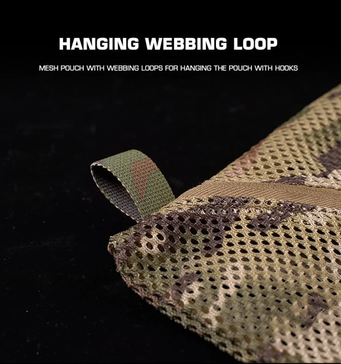 Storage Mesh Pouch (16 * 16in), Cradle net Material Miscellaneous Outdoor Carry Camouflage Storage Bag (CP)