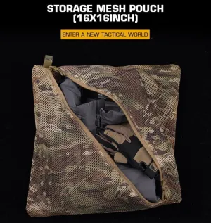 Storage Mesh Pouch (16 * 16in), Cradle net Material Miscellaneous Outdoor Carry Camouflage Storage Bag (CP)