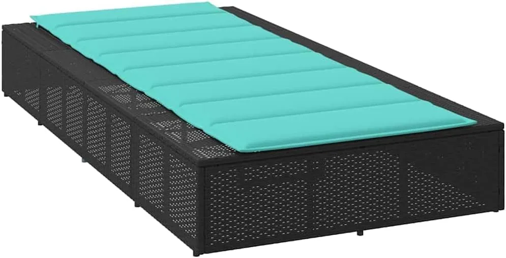 Sunbed with Floating Cushion Black Poly Rattanpatio Chairs Camping Chairs Recliner Chair Tanning chairSuitable for Gardens, courtyards