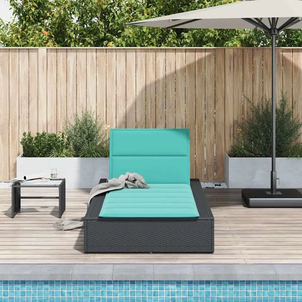 Sunbed with Floating Cushion Black Poly Rattanpatio Chairs Camping Chairs Recliner Chair Tanning chairSuitable for Gardens, courtyards