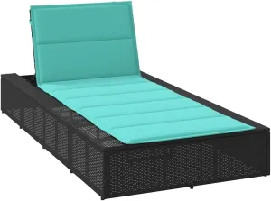 Sunbed with Floating Cushion Black Poly Rattanpatio Chairs Camping Chairs Recliner Chair Tanning chairSuitable for Gardens, courtyards