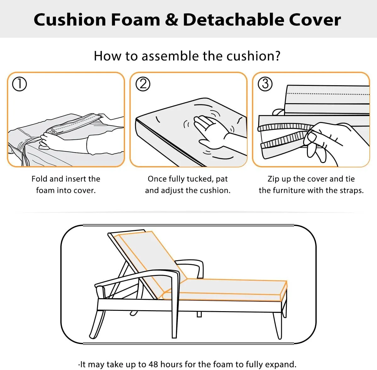 Sundale Outdoor Olefin Chaise Lounge Cushion Set of 2, Water-Resistant Patio Lounge Chair Cushion, Thick Lounger Pad with 8 Straps Dark Green, 80 x 26 x 4 Inches