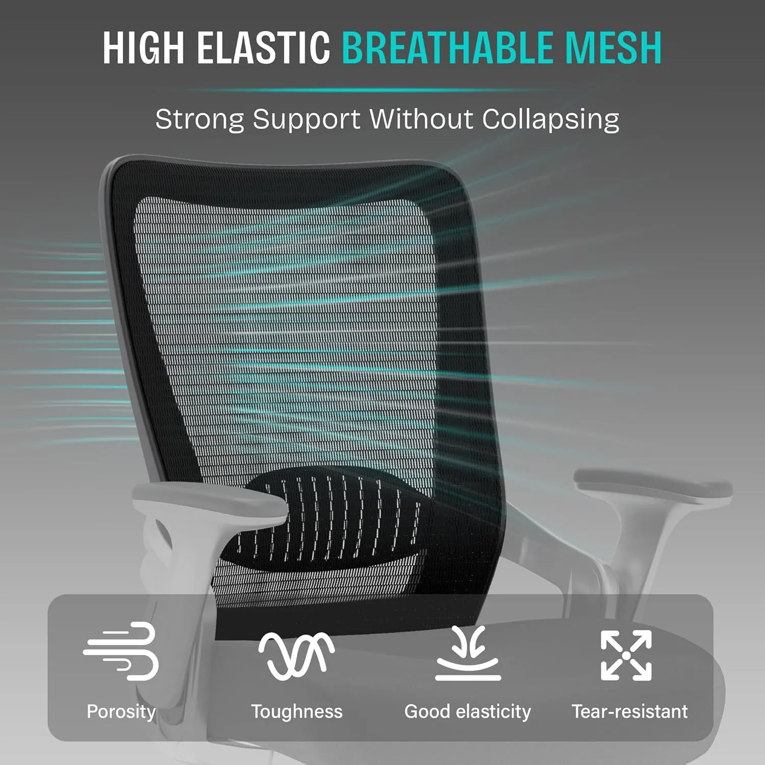 SUNNOW Office Chair, Ergonomic Computer Desk Chair, Sturdy Executive Task Chair - Adjustable Lumbar Support, Flip-up Arms, Tilt Function, Comfy Wide Seat, Swivel Mesh Home Office Desk Chairs (Black)