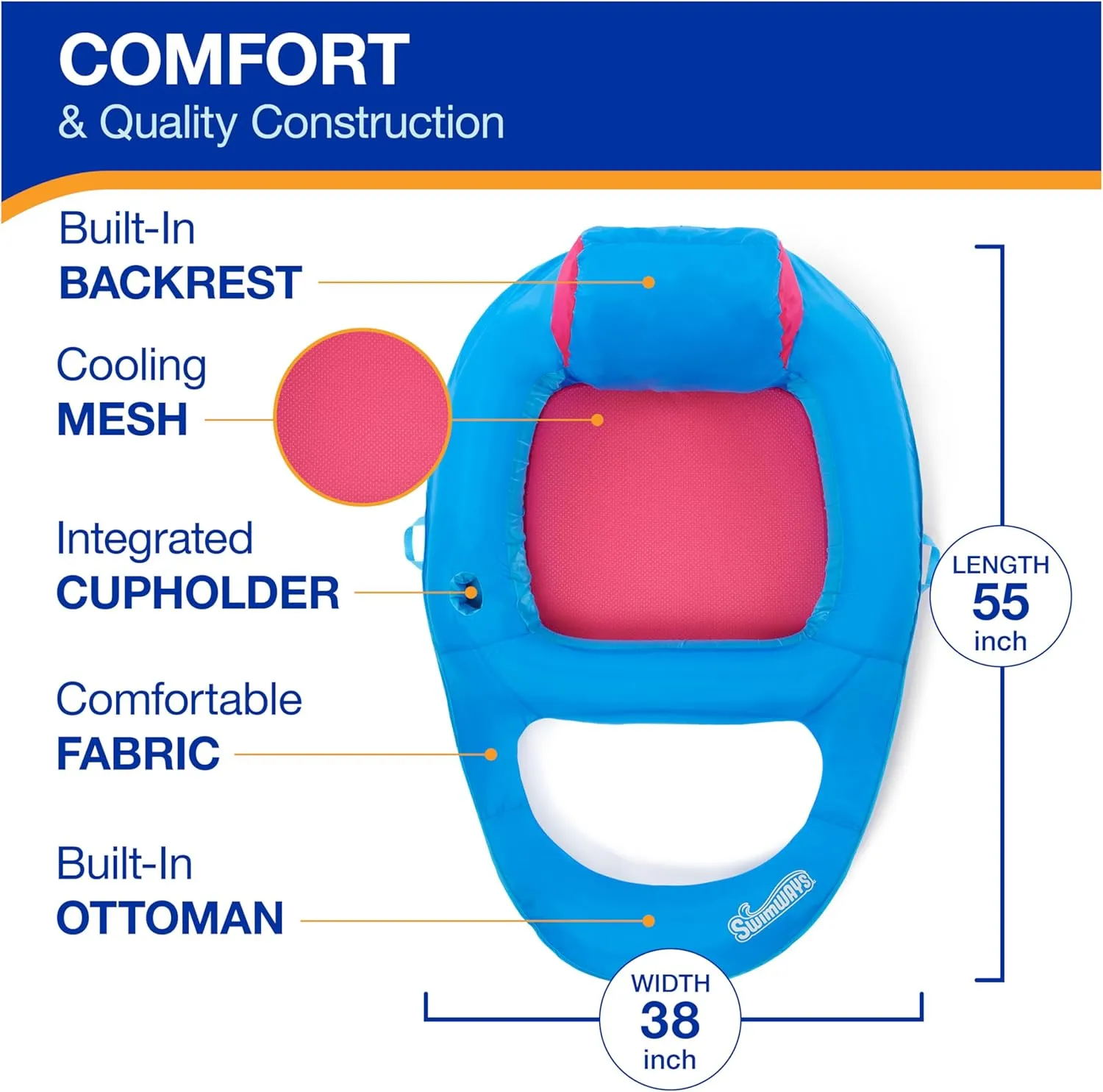 SwimWays Spring Float Canopy Recliner Chair