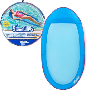 SwimWays Spring Float Pool Lounge Chair, Inflatable Pool Floats Adult with Fast Inflation & Head Rest for Ages 15 & Up