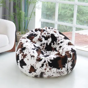 SXBCyan Bean Bag Chair Cover Cow Printed Plush Animal Storage Bean Bag Chair (Cover Only) Suitable for Adults and Kids Bean Bag Chair Cover Suitable for Decorating Balcony Living Room(Colorful Cow)