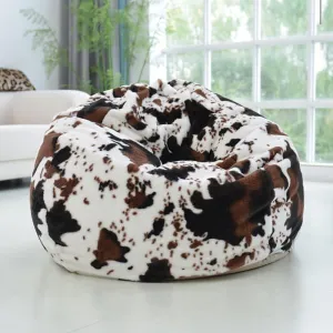SXBCyan Bean Bag Chair(No Fillers) Lazy Sofa Plush Dalmatian Cow Color Casual Bedroom Balcony Living Room Creative(Brown and White)