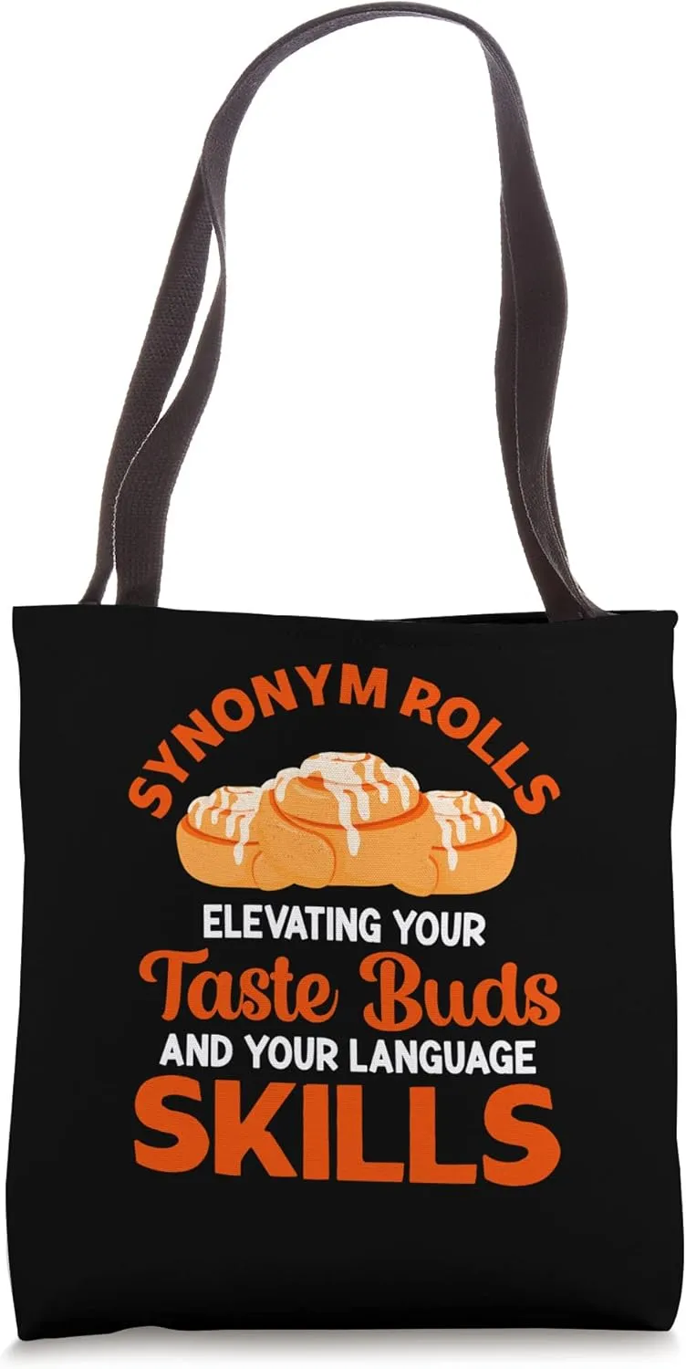 Synonym Rolls Grammar Cinnamon Roll Bread English Teacher Tote Bag