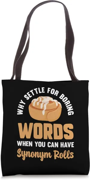 Synonym Rolls Grammar Cinnamon Roll Bread English Teacher Tote Bag