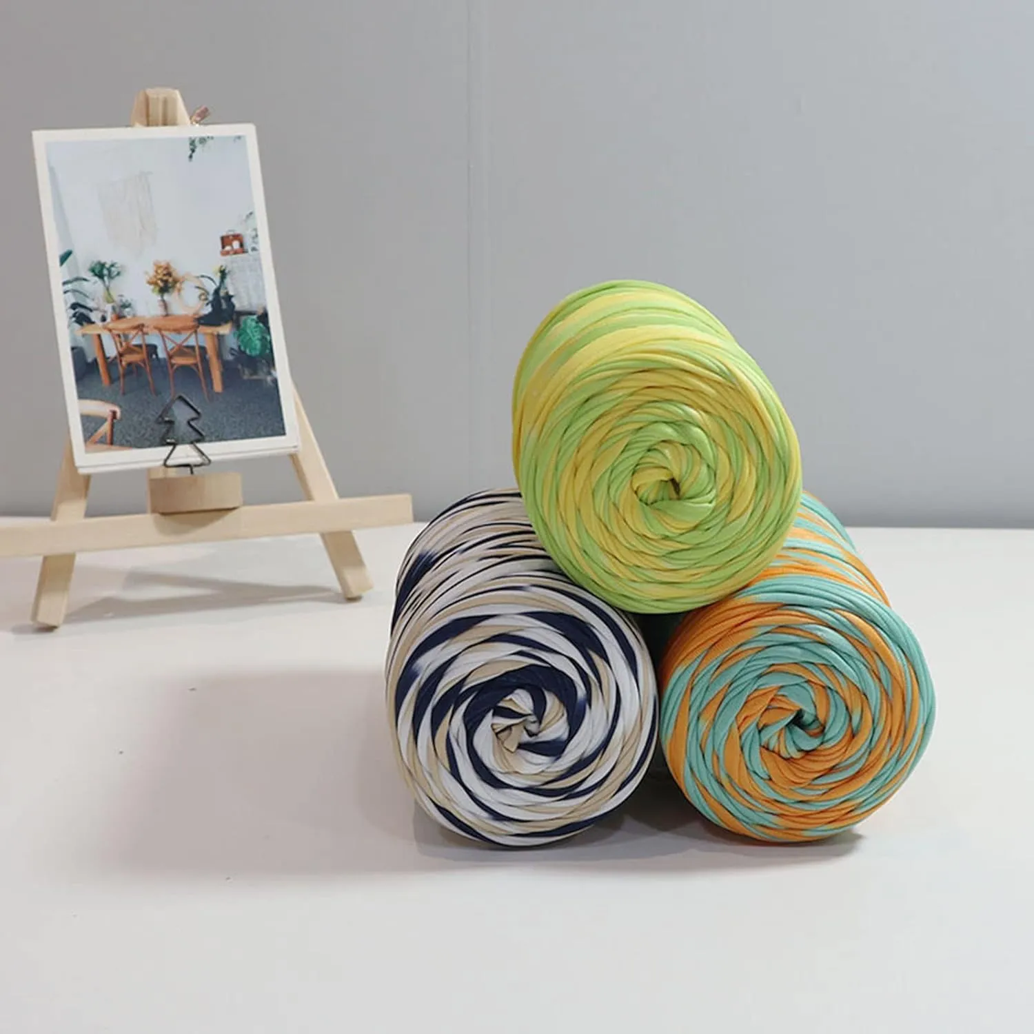 T-Shirt Yarn 160 Yards Knitting Fabric Crochet Cloth Colorful Tshirt Yarn for Crocheting Beginners DIY Hand Craft Bag Blanket Cushion Projects