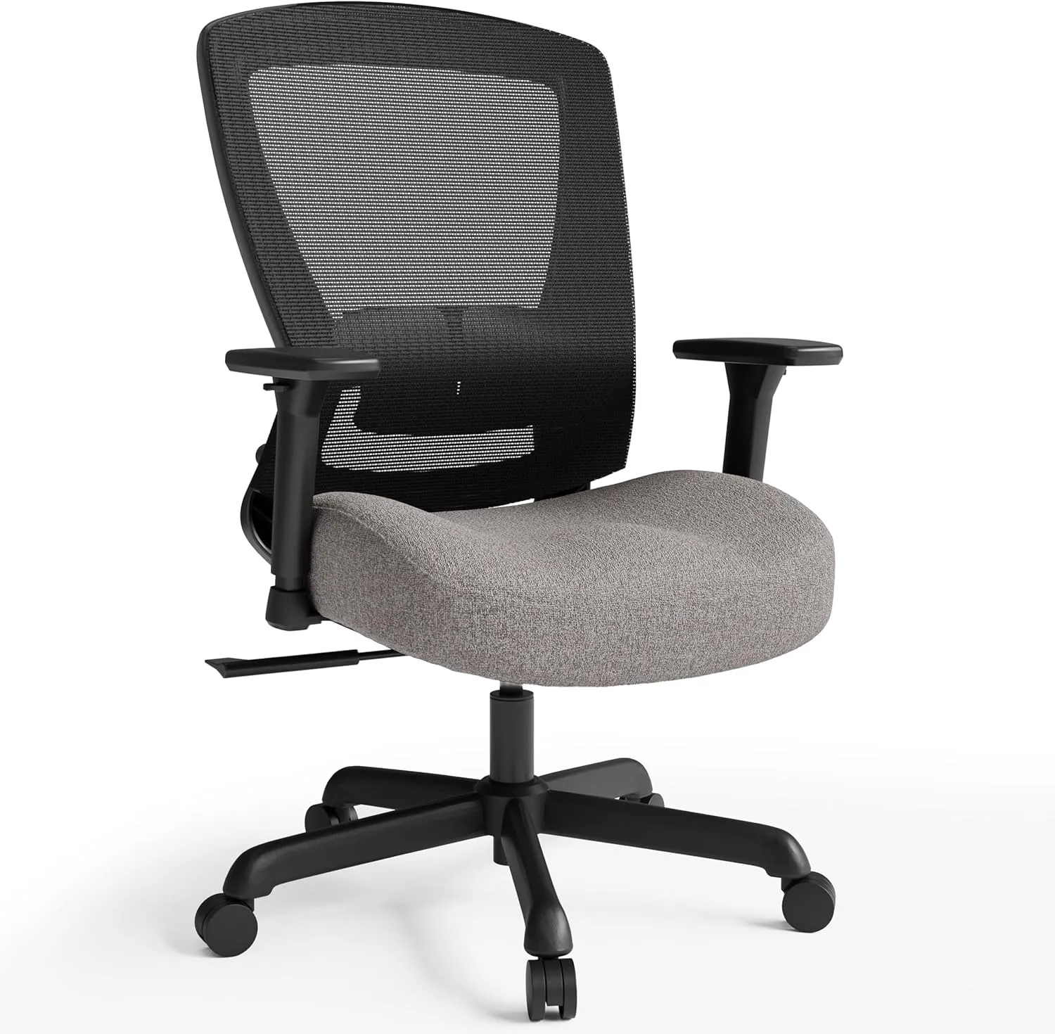 T96C Ergonomic Home Office Chair, Mesh Computer Desk Chair with 4D Armrests, Adjustable Lumbar Support,Tilt Function, Executive Rolling Swivel Task Chair for Long Hours (Stone - Upholstered Seat)