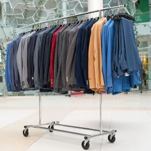 Tatkraft Drogo - Retail Clothing Rack, Heavy Duty Clothes Rack, 220lb Load, Collapsible, Adjustable Length 4-6ft, Height 4,7-5,5ft, 1 min Assembly, Chromed