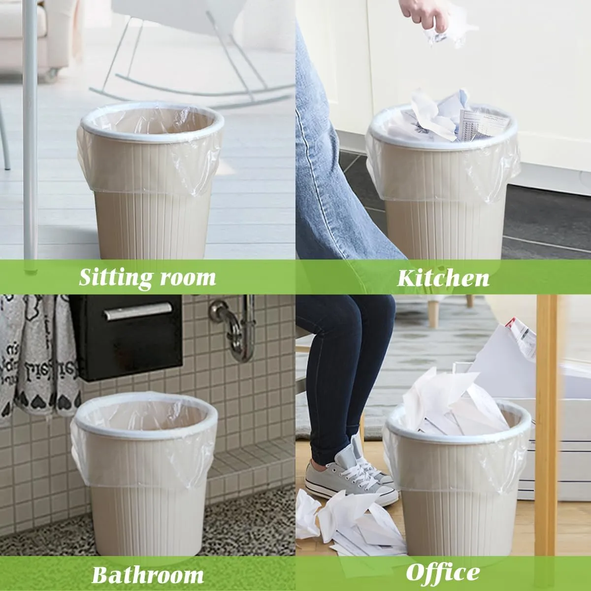Teivio 3 Gallon 1000 Counts Strong Trash Bags Garbage Bags, Bathroom Trash Can Bin Liners, Small Plastic Bags for home office kitchen