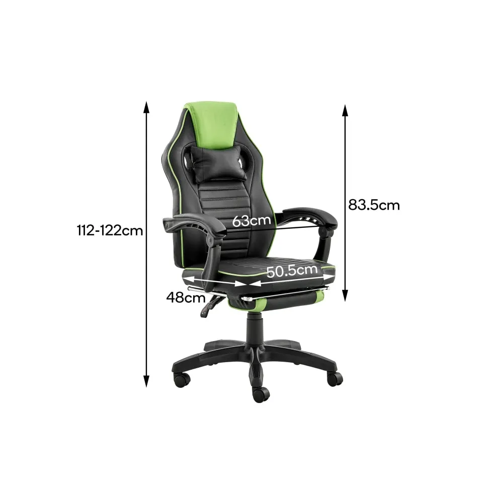 Tempest PU Leather Office Computer Work Task Gaming Chair - Black/Green