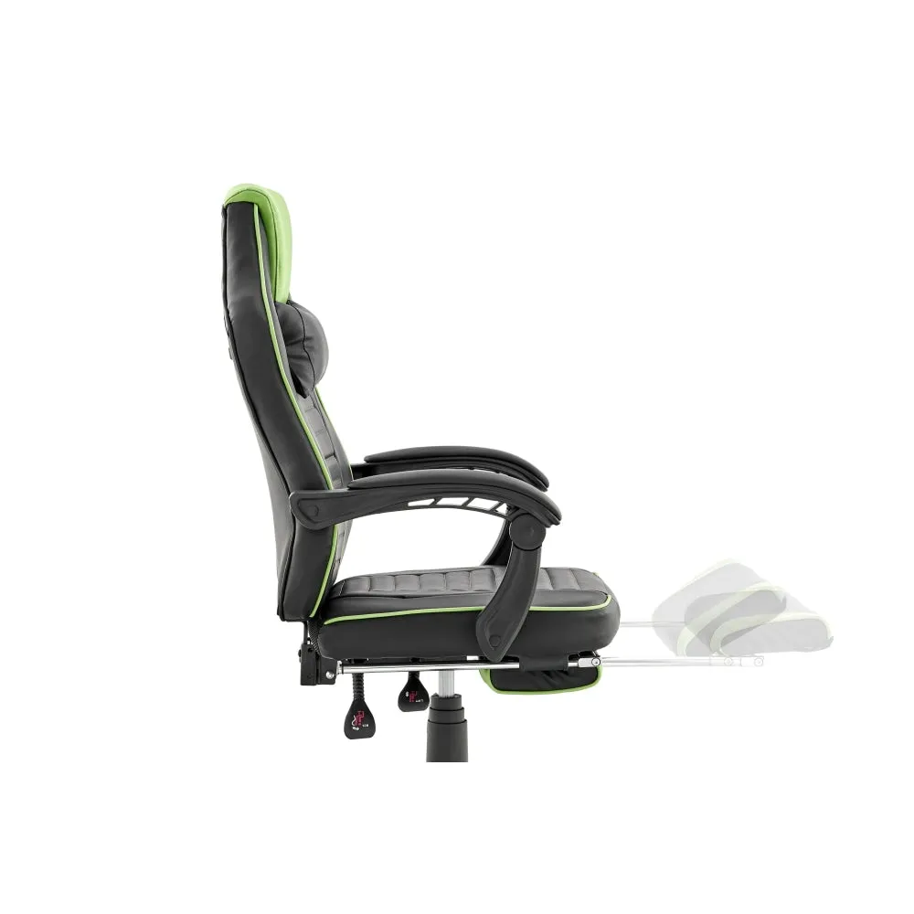 Tempest PU Leather Office Computer Work Task Gaming Chair - Black/Green